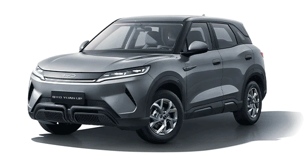 BYD YUAN UP, official front-left three-quarter model recognition image; year and market specifications may differ